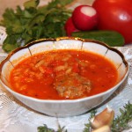 Томатный суп с орзо и фрикадельками